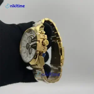 ساعت دیزل شاخدار طلایی صفحه سفید کدDZ324