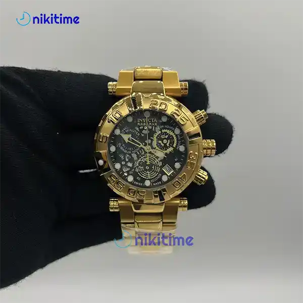 ساعت مردانه اینویکتا مدل سوباکو طلایی صفحه مشکی
