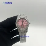 ساعت رولکس فول نگین صفحه صورتی 