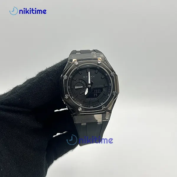 ساعت کاسیو جیشاک قاب شیشه ای مشکی GA-2100 CUSTOM_AP